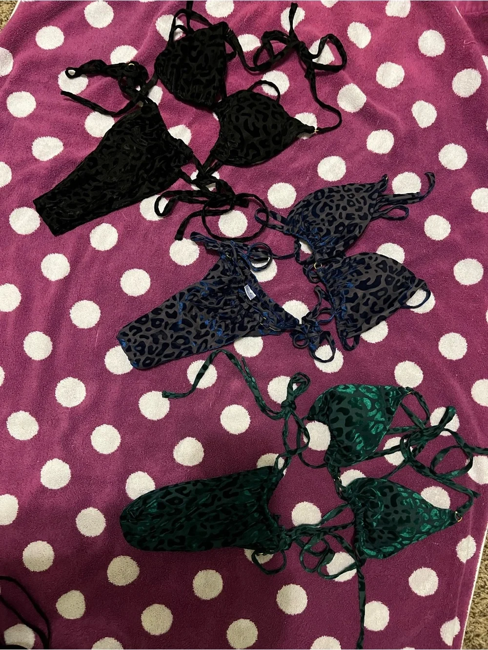 Leopard Print Triangle Bikini Set - Multiple Colors